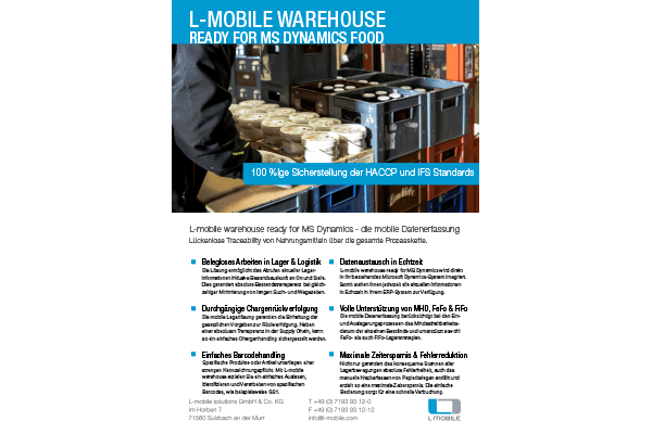 Flyer - L-mobile warehouse ready for MS Dynamics Food
